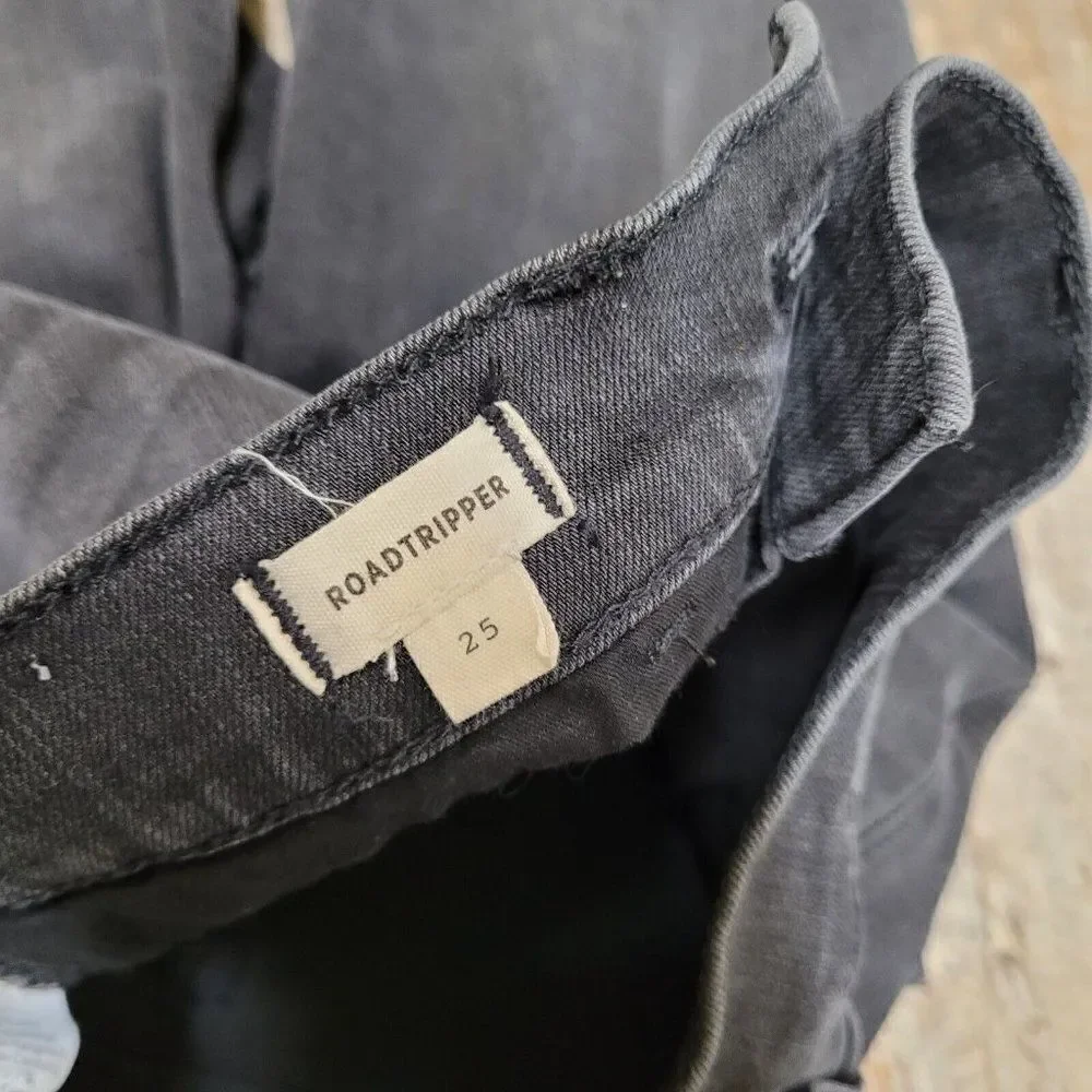 Madewell‎ Roadtripper Jeans Size 25 Womens Black Skinny Mid Rise Charcoal Wash